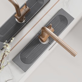 Faucet Mat for Kitchen Sink, Diatomite Quick Drying Tray , 20 Inch Kitchen Sink Splash Guard and Bathroom Stone Tray for Counter. Super Absorben. Deep Grey.