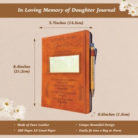 Letters To My Daughter In Heaven Journal 200 Pages Notebook A5 Lined with Window in Cover, In Loving Memory of Daughter, Memorial Sympathy Condolence Remembrance Grieving Gifts for Loss of Daughter