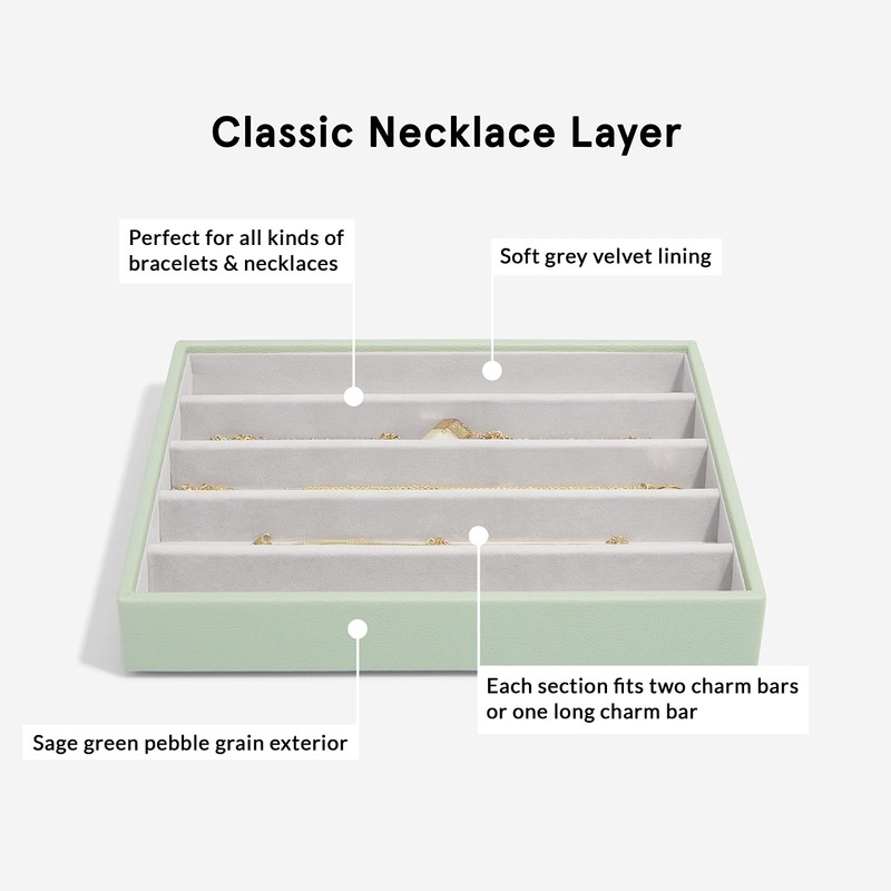 Stackers Green Jewellery Box Classic Necklace Compartment