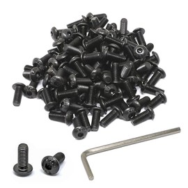 iexcell 100 Pcs M5 x 12mm Thread Pitch 0.8 mm Alloy Steel 12.9 Grade Hex Socket Button Head Cap Screws Bolts Kit, Black Oxide Finish