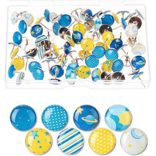 Mr. Pen- Decorative Push Pins, 80 pcs, 8 Unique Designs(Sky