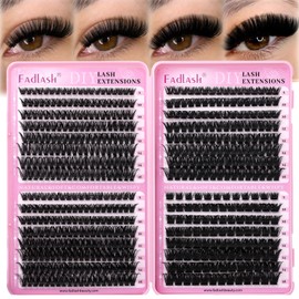 Fluffy Lash Clusters 60D 80D 100D 150D Volume Eyelash Clusters Individual D Curl Cluster Eyelash Extensions 8-16mm Natural and Soft Lashes DIY at Home