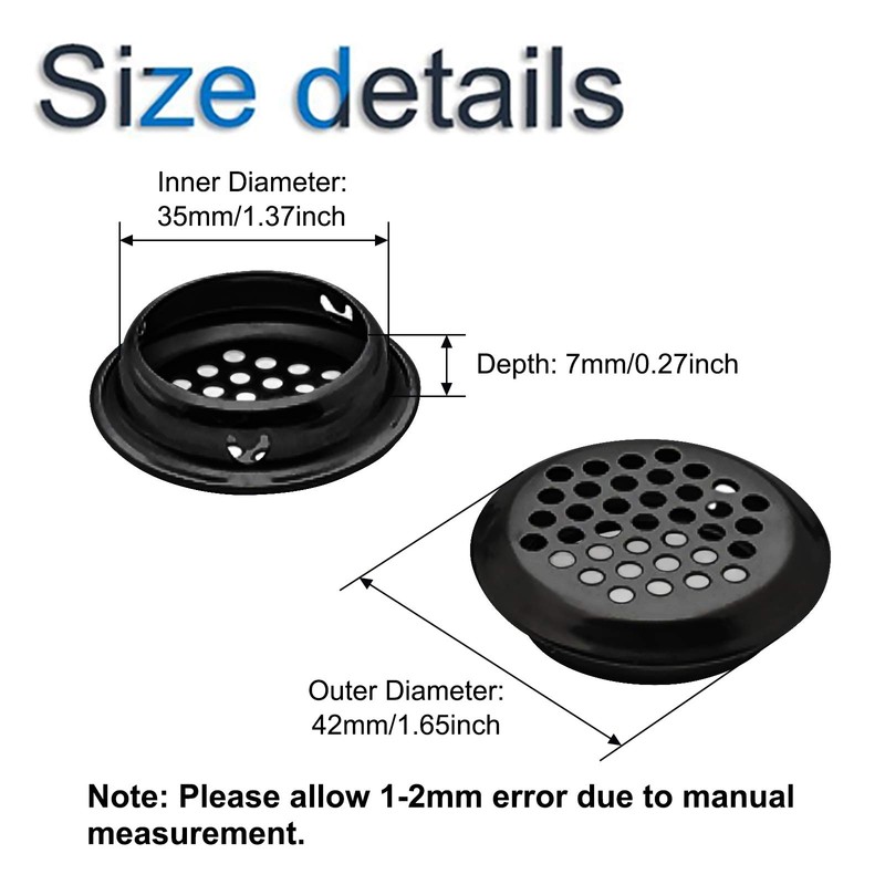 INCREWAY Air Vent Louver, 50pcs 35mm Stainless Steel Round Mesh