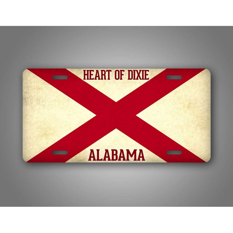 Alabama Flag Heart of Dixie License Plate Textured AL State
