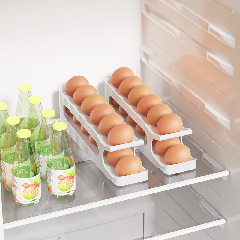 Egg Holder for Fridge, 2 Tiers Auto Rolling Forward (Can