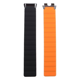 Silicone Magnetic Watch Band Adjustable Quick Release Flexible Sweatproof Comfortable Replacement Sports Watch Strap Black Orange