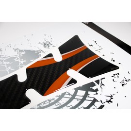 Tankpad Motorcycle 3D Tank Protector Carbon Look Orange Compatible with KTM X509602VA