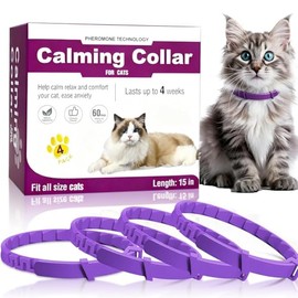 Collar Calmante para Gatos, Collar de Feromonas, Fabricado En Silicona, Diseño Ajustable E Impermeable, Ayuda a Los Gatos a Adaptarse a Nuevos Entorno