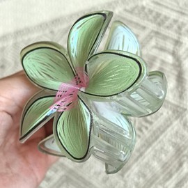 Painting Flower Hair Claws Non Slip 3.2" Vivid Color Hair Clips for Women Girls Medium Hair Accessories, Green