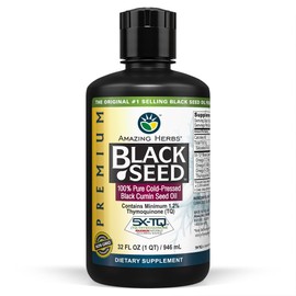 Amazing Herbs Amazing Herbs Premium Black Seed Oil - Cold Pressed Nigella Sativa Aids in Digestive Health, Immune Support, Brain Function, Joint Mobility, Gluten Free, Non GMO - 32 Fl Oz