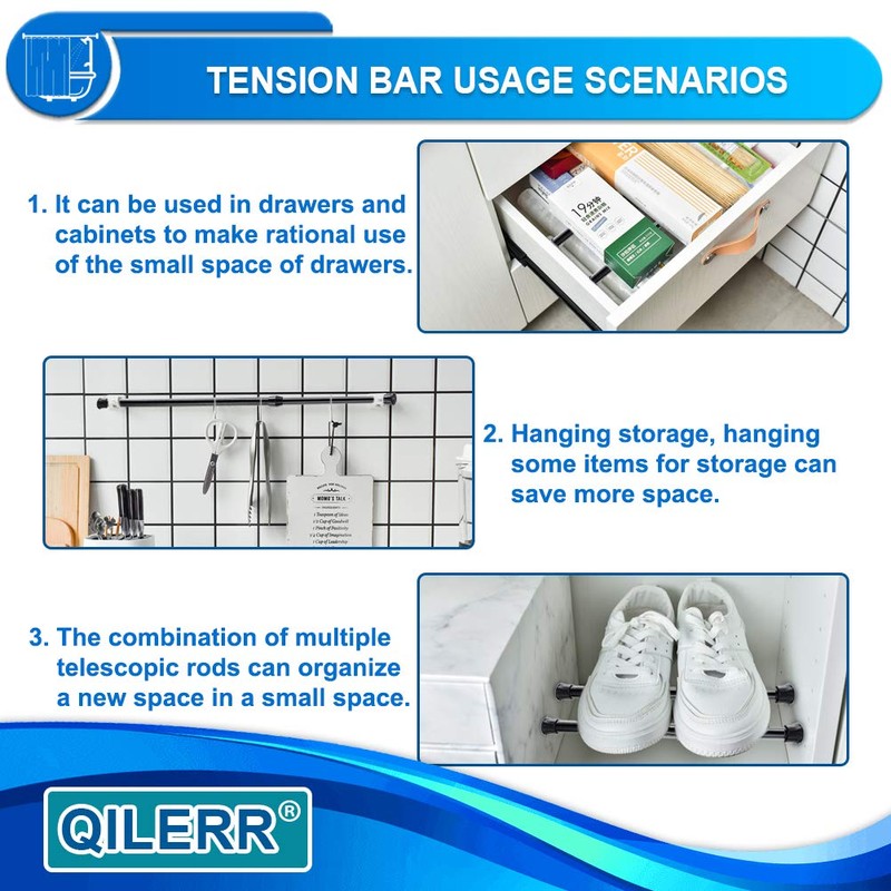 QILERR Tension Rods 28 to 48 Inches 6 Pack Adjustable