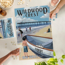 Wildwood Crest, New Jersey, Lifeboat and Pier (1000 Piece Puzzle, Challenging Jigsaw Puzzle for Adults, Made in USA)