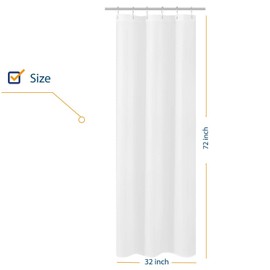 N&Y HOME Small Stall Shower Curtain Liner Fabric 32 x 72 inch Narrow Size, Hotel Quality, Washable, Water Repellent, White Bathroom Curtains with Grommets, 32x72