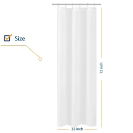 N&Y HOME Small Stall Shower Curtain Liner Fabric 32 x 72 inch Narrow Size, Hotel Quality, Washable, Water Repellent, White Bathroom Curtains with Grommets, 32x72