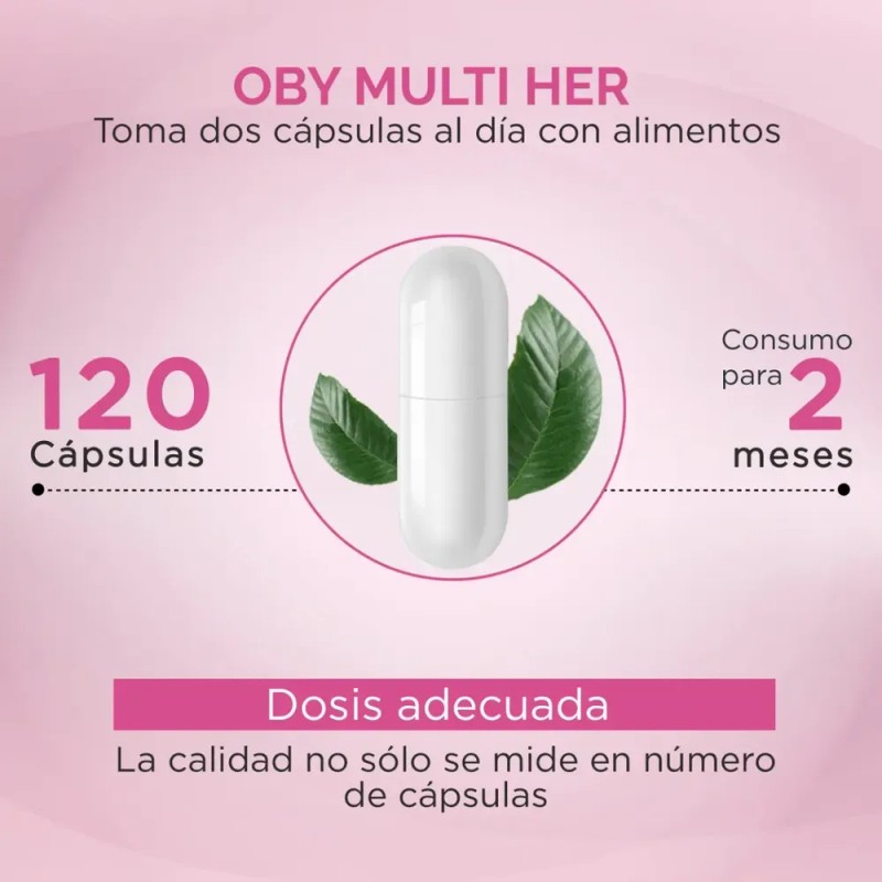 Oby - Multivitaminico Mujer 120 Capsulas + 20 Ingredientes: Colageno,