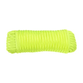 sourcing map Solid Braid Nylon Rope 3/8 Inch 50 Ft Multipurpose Polypropylene Utility Rope Cord Line for Camping Flag Pole Climb Knot, Yellow