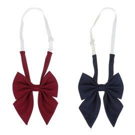 NiceYnn 2pcs Bow Tie for Women Girls, Adjustable Pre-tied Elastic Band Bowknot Neck Ties Solid Color Bowtie for Shirt Uniform School Party Cosplay Daily, Women's Pre-Tie Bow Ties Ribbon Choker A