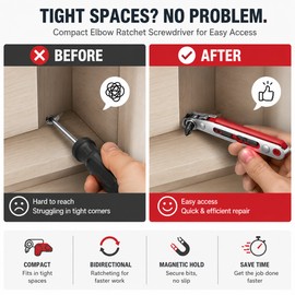 Right Angle Ratchet Screwdriver for Tight Spaces – Compact Dual-Drive Tool for Corners & Repairs