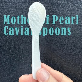 FANQIEW Caviar Spoon 3 pcs Mother of Pearl Spoons 3.5 Inch Shell Spoon for Caviar Ice Cream Sauces Dishwasher Safe