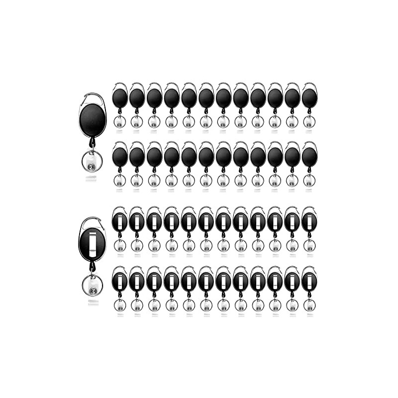 YAKESD 50 Packs Heave Duty Badge Reels Retractable with Carabiner