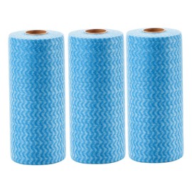 Kitchen Cloth 3 Rolls 150 Sheets Disposable Cleaning Cloths All Purpose Dish Cloths Non Woven Blue Wash Free for Kitchen Bathroom Window Glass