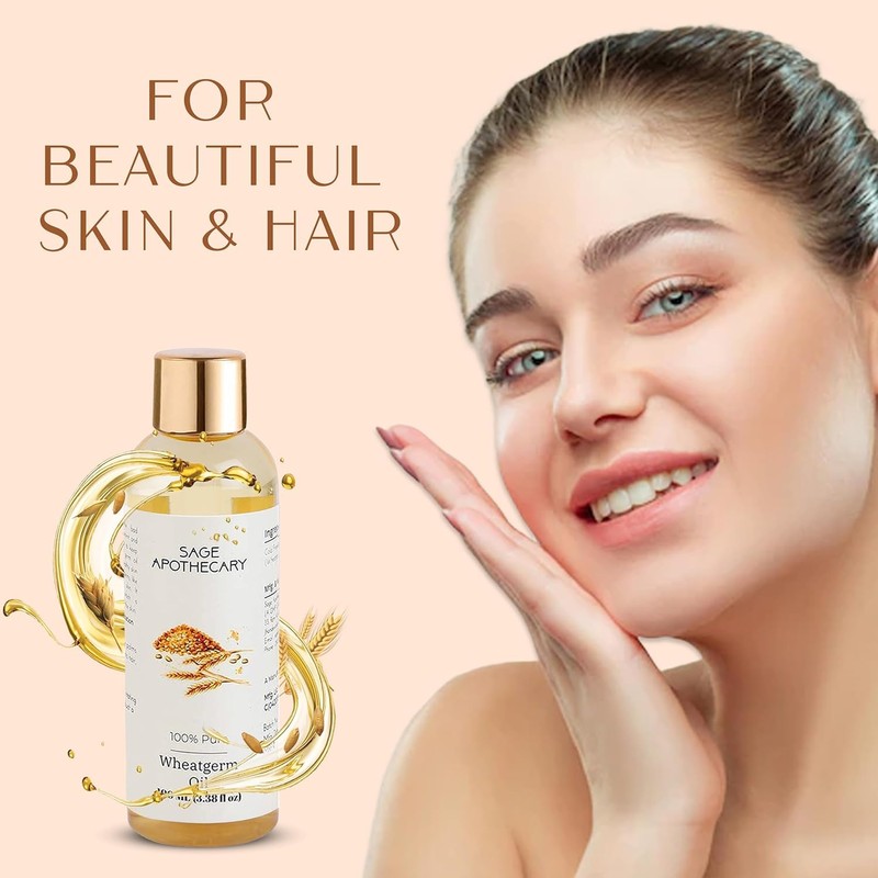  Pure & Natural Wheatgerm Oil for Skin, Hair, Face