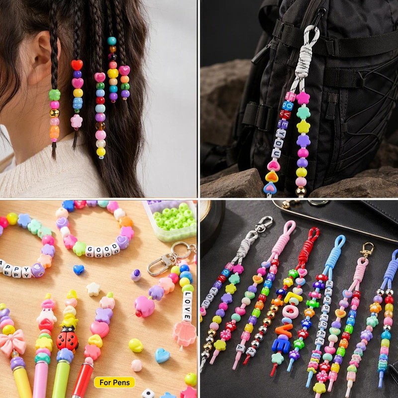 Large Hole Beads for Keychains 100pcs Chunky Beads Paracord Bag