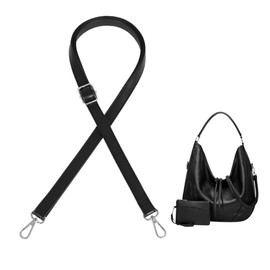 PLABBDPL Women's Leather Shoulder Strap Carry Strap, Bag Shoulder Strap Strap for Purse Handbags, Adjustable Replacement Crossbody Bag Strap, Shoulder Strap (Black), C