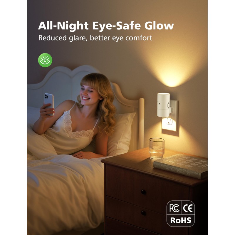 JOFIOS Night Lights Plug Into Wall,Dimmable LED Nightlight with Dusk