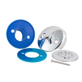 BlueVue 3-5/8" Overflow Gasket Kit with Trip Lever Cover and Strainer Dome Cover, Chrome