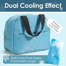 WHALEHOUSE Double-Layers Bento Box for Adults, 45OZ Lunch Box with Reusable Ice Pack, Utensil & Cooler bag, Food Container with Lids for Meal Prep, Microwave/Dishwasher/Freezer Safe, Work, On the Go