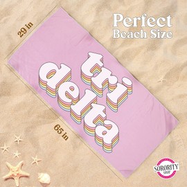 Sorority Shop DDD Beach Towel - Delta Delta Delta Retro Sorority Towel for Beach, Bath and Pool - Trendy, Multipurpose, Extra Large, Lightweight, Cotton Towel for Gifts