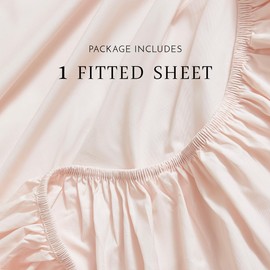 Linen Closet 100% Cotton Fitted Sheet Only - Full Size, Blush - Crisp Cool & Breathable Percale Weave, Deep Pocket Fits up to 17", Durable, Easy Care Bottom Sheets