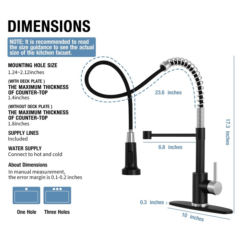 DJS Kitchen Faucets with Pull Down Sprayer Matte Black &