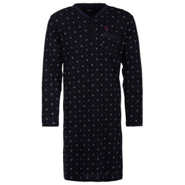 Henry Terre Men's Long-Sleeved Nightdress with Chest Pocket Sleep Shirt Size M-3XL, navy, XL