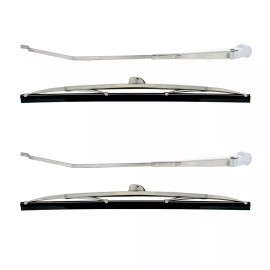 UAPAC Polished Stainless Steel Wiper Arm & Blade Kit For 1966-77 Ford Bronco