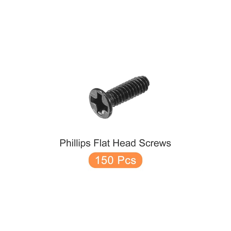 METALLIXITY Flat Head Machine Screws (M2 x 7mm) 150pcs, Carbon