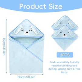 svpfuo 2 Stück Handtuch Kapuze, Babyhandtuch Mit Kapuze, Badetuch, Gehören Cartoon Kleines Cape Cape Mutter Und Baby Wickeln, Koralle Samt Weiches Bad Mit Kapuze Kuschelt