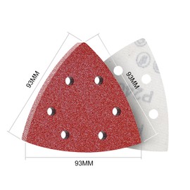 KONGMING Sandpaper Triangular Sander, Velcro, 6 Holes, Pack of 100, Grit 40, 60, 80, 100, 120, 180, 240, 320, 400, 600 Sanding Sheets for Detail Sanders