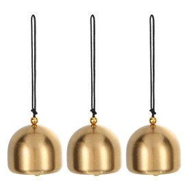 PATIKIL Small Bulk Hanging Bell, 2 Pcs Chinese Feng Shui Bell Good Luck Wind Chime for Door Window Home Garden Decor Wealth and Safe Pendant, Golden-Black