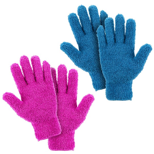 2 Pairs Microfiber Dusting Gloves Cleaning Gloves Flexible No Shedding Microfiber Dust Cleaning Glove Wipes, Dust Gloves for Cleaning Furniture, Lamp and Hard-to-Reach Corner Gap