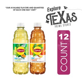 Lipton Diet 12-Pack 6 Diet Citrus Iced Green Tea + 6 Diet Peach Iced Black Tea Plastic Bottle 16.9 fl oz