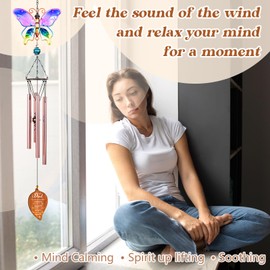 Butterfly Sympathy Wind Chimes for Loss of Dad,Christmas in Heaven Memorial Gifts for Loss of Dad,Loss of Father Sympathy Gifts,Bereavement Gift Ideas,Windchimes Outdoors