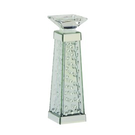 Deco 79 87374 Glass Mirror Crystal Candle Holder, 4" x 14"