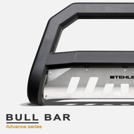 Stehlen 733469494102 Advance Series Bull Bar - Matte Black/Brush Aluminum Skid Plate For 2016-2020 Toyota Tacoma
