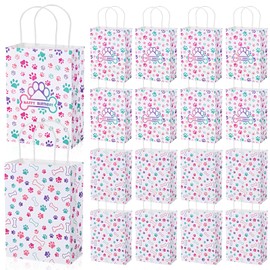 Mifoci 18 Pcs Dog Paw Gift Paper Bags Colorful Dog Paw Treat Goodie Bag Puppy Print Treat Paper Sacks Pet Party Supplies Puppy Birthday Party Decor Supplies Favors