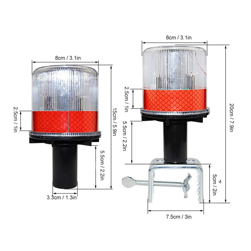 Solar Powered LED Strobe Robust Reflective Waterproof Beacon Warning Light
