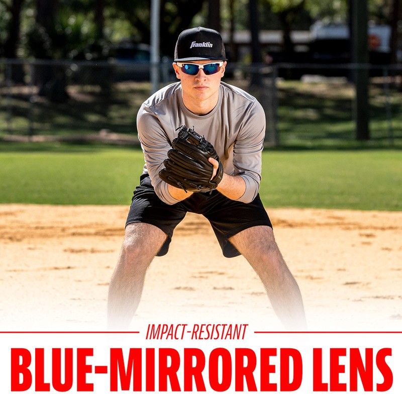 Franklin Sports Rectangular Non Flip Sunglasses, White, 72mm