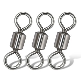 BBBF 50pcs Snap Ring High Speed Swivel Hooks for Big Fish, Available from #12-#12/0 Tuna Fishing Swivels, Fishing Tackle Swivels & Snaps, Durable Fishing Swivels for Big Game (10#41.88LB-50PCS)