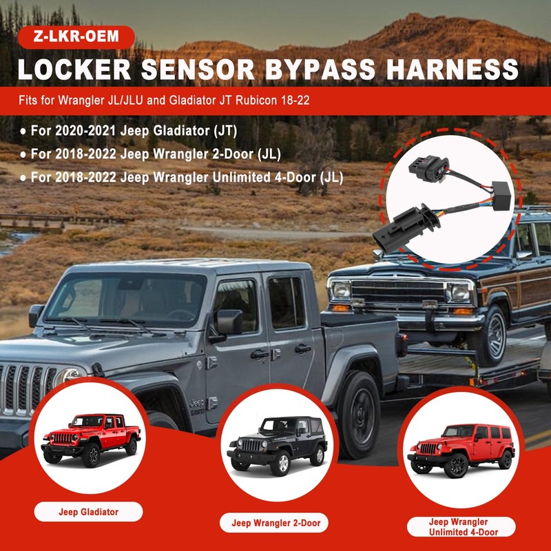 Z-LKR-OEM Locker Sensor Bypass Harness Replacement for Jeep Wrangler JL/JLU